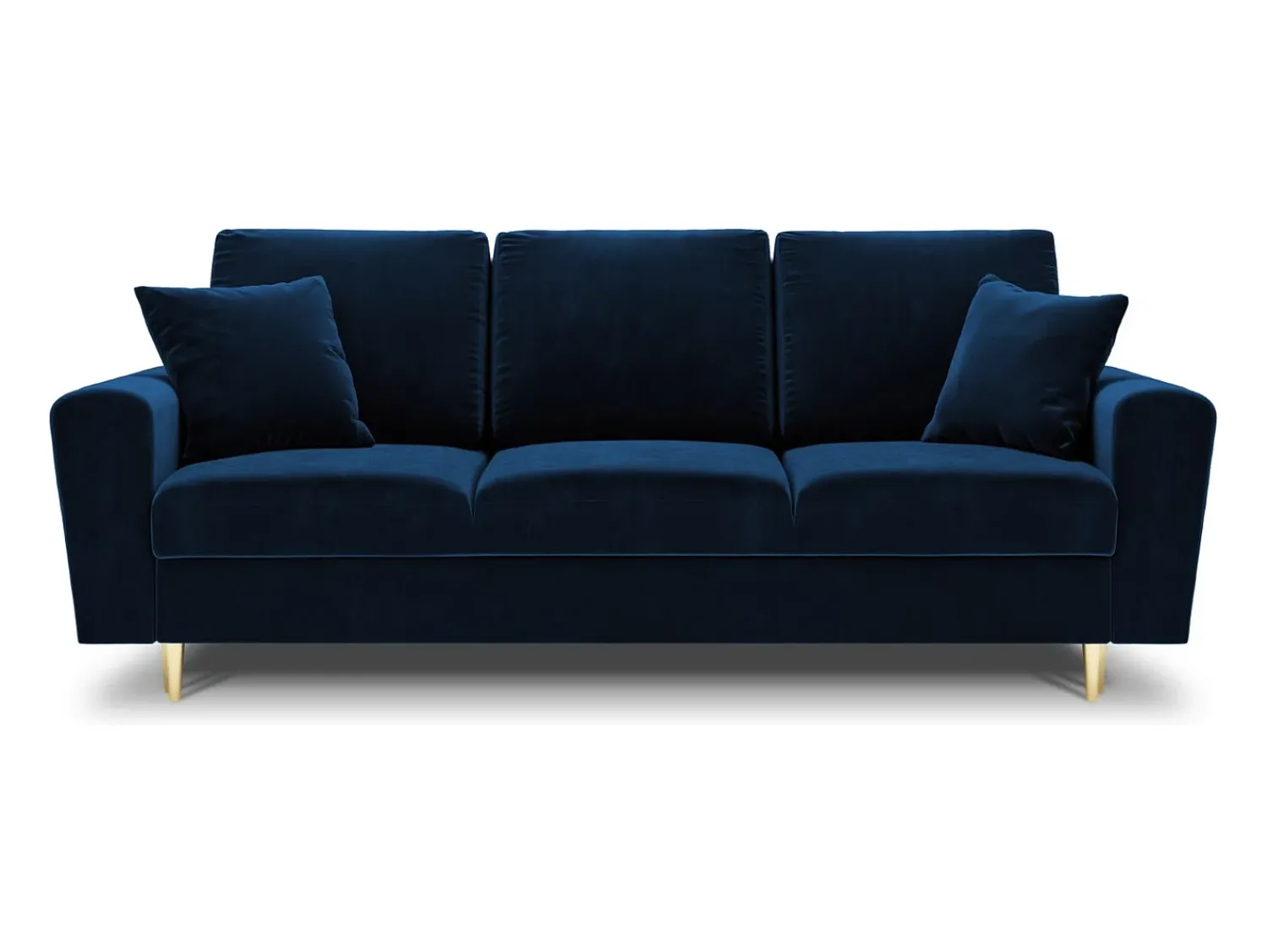 Sofá*Cosmopolitan Design - Sofá-cama com compartimento de arrumação "Kyoto" 3 lugares em veludo azul real - 235x100x88cm Azul escuro