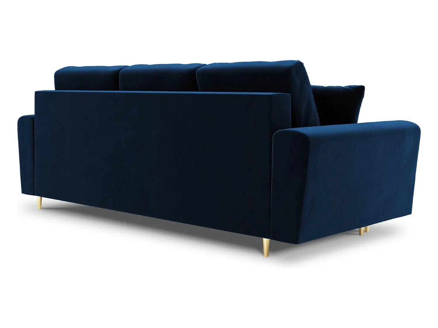 Sofá*Cosmopolitan Design - Sofá-cama com compartimento de arrumação "Kyoto" 3 lugares em veludo azul real - 235x100x88cm Azul escuro