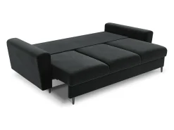 Cosmopolitan Design - Sofá-cama com compartimento de arrumação "Kyoto" 3 lugares em veludo cinza escuro - 235x100x88cm^ Sofá