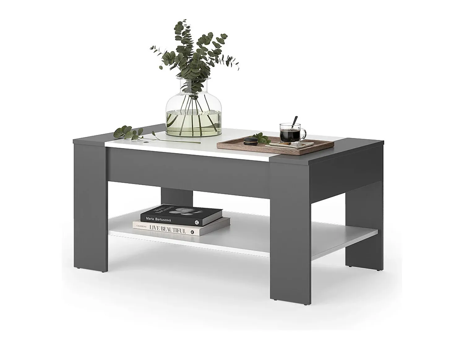 Mesa De Centro*Vicco Couchtisch antracite/branco 99.6x58.8x48.2 august Cinza antracite