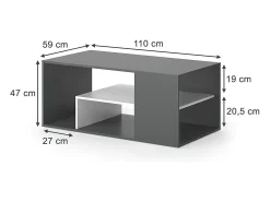 Mesa De Centro*Vicco Couchtisch antracite/branco 110x59x47 edgar Cinza antracite