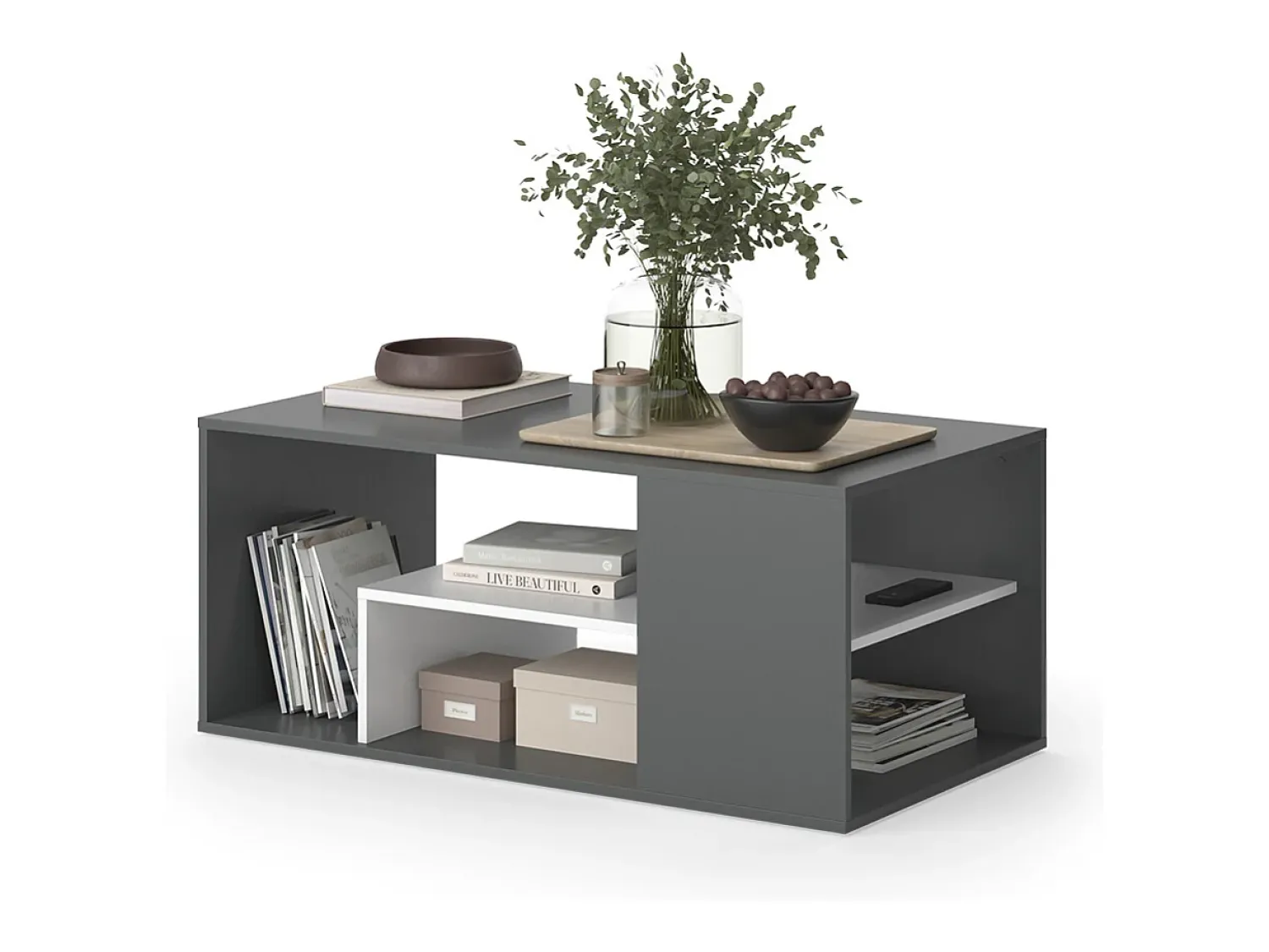 Mesa De Centro*Vicco Couchtisch antracite/branco 110x59x47 edgar Cinza antracite