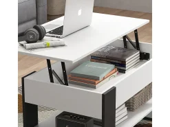 Vicco Couchtisch branco/antracite 92x51x47 lifto^ Mesa De Centro