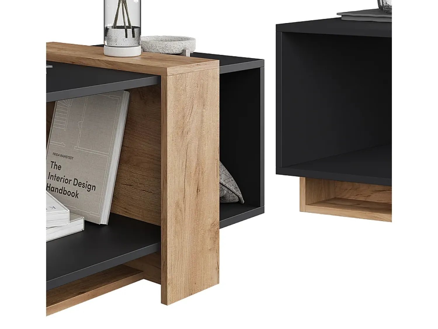 Mesa De Centro*Vicco Couchtisch carvalho antracite/goldkraft 91.8x49x45 aven Cinza antracite
