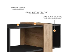 Mesa De Centro*Vicco Couchtisch carvalho antracite/goldkraft 91.8x49x45 aven Cinza antracite