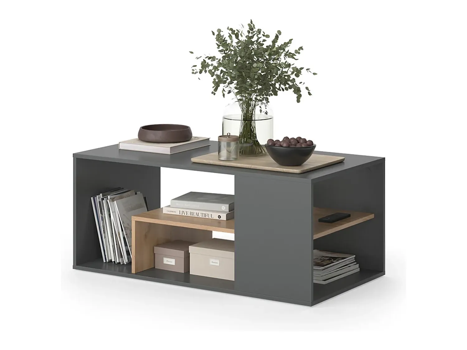 Mesa De Centro|Vicco Couchtisch carvalho antracite/goldkraft 110x59x47 edgar Cinza antracite