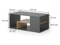 Mesa De Centro|Vicco Couchtisch carvalho antracite/goldkraft 110x59x47 edgar Cinza antracite