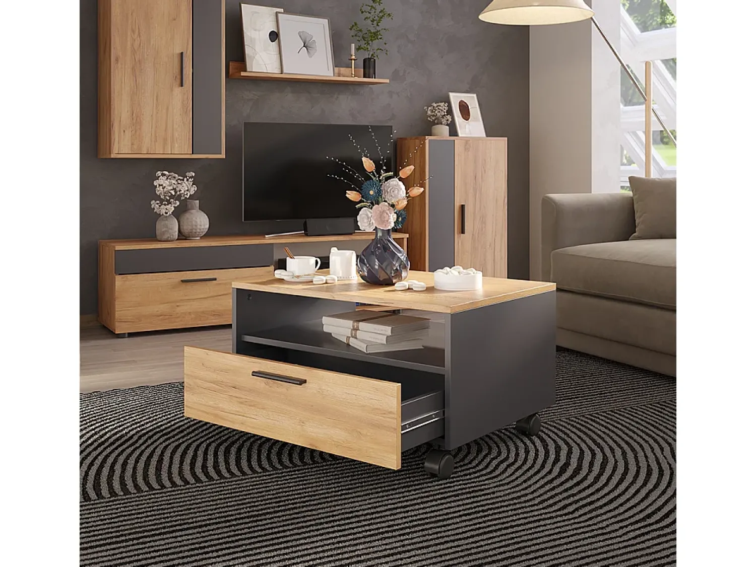Best Vicco Couchtisch carvalho antracite/goldkraft 70x52.4x40 bibo Cinza antracite