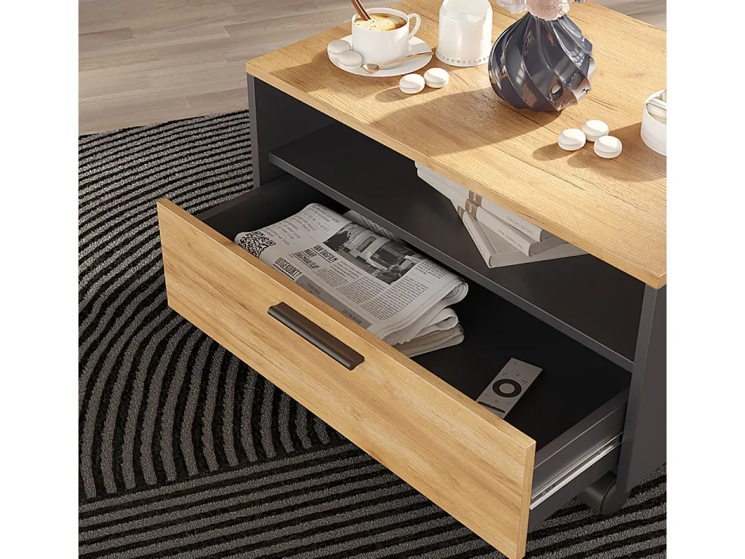 Best Vicco Couchtisch carvalho antracite/goldkraft 70x52.4x40 bibo Cinza antracite