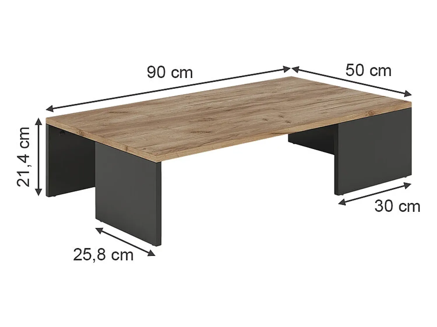 Mesa De Centro|Vicco Couchtisch carvalho antracite/goldkraft 90x50x21.4 hardi Cinza antracite