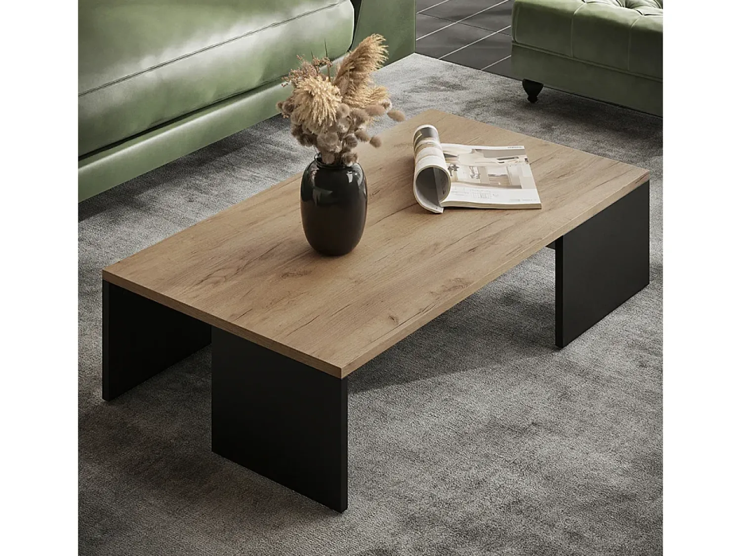 Mesa De Centro|Vicco Couchtisch carvalho antracite/goldkraft 90x50x21.4 hardi Cinza antracite