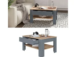 Mesa De Centro|Vicco Couchtisch carvalho antracite/goldkraft 92.2x65x48 milan Cinza antracite