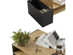 Mesa De Centro|Vicco Couchtisch carvalho artesanal/antracite 110x60x36 rubby Natural claro