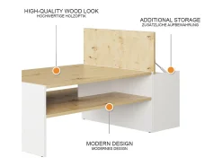Mesa De Centro|Vicco Couchtisch carvalho artesanal/branco 110x60x36 rubby Natural claro