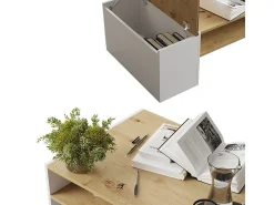 Mesa De Centro|Vicco Couchtisch carvalho artesanal/branco 110x60x36 rubby Natural claro