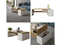 Mesa De Centro|Vicco Couchtisch carvalho artesanal/branco 110x60x36 rubby Natural claro