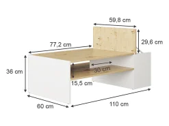 Mesa De Centro|Vicco Couchtisch carvalho artesanal/branco 110x60x36 rubby Natural claro