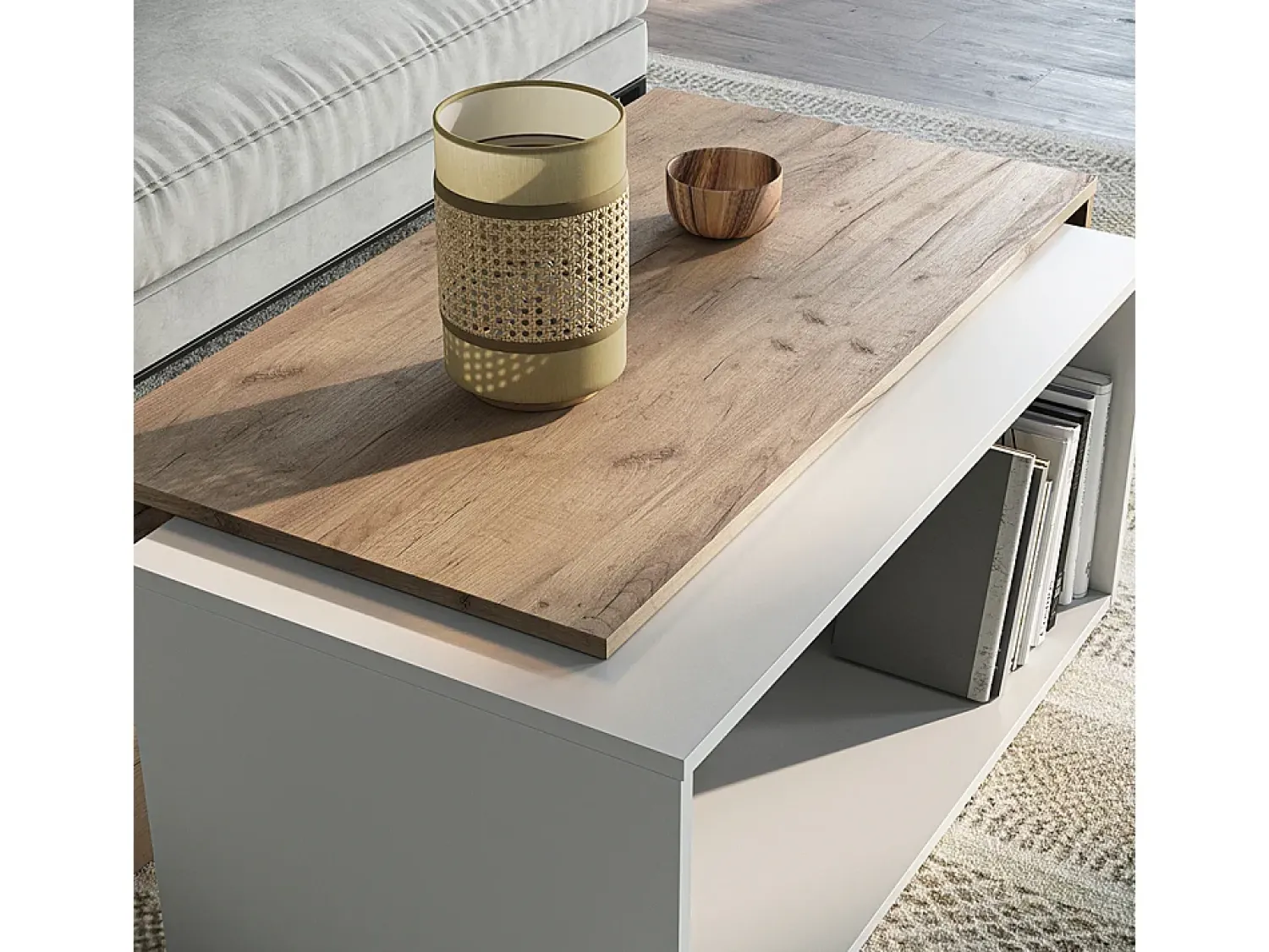 Clearance Vicco Couchtisch carvalho branco/dourado 90x48x40 paul Natural escuro