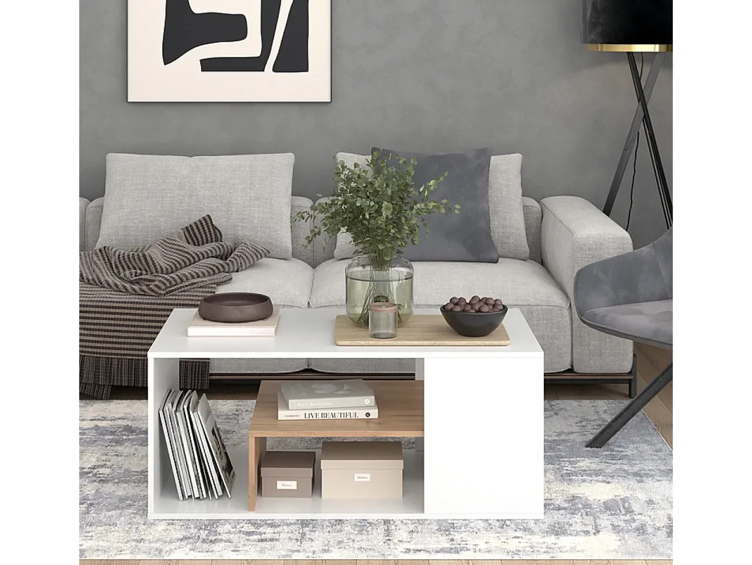 Vicco Couchtisch carvalho branco/dourado 110x59x47 edgar^ Mesa De Centro