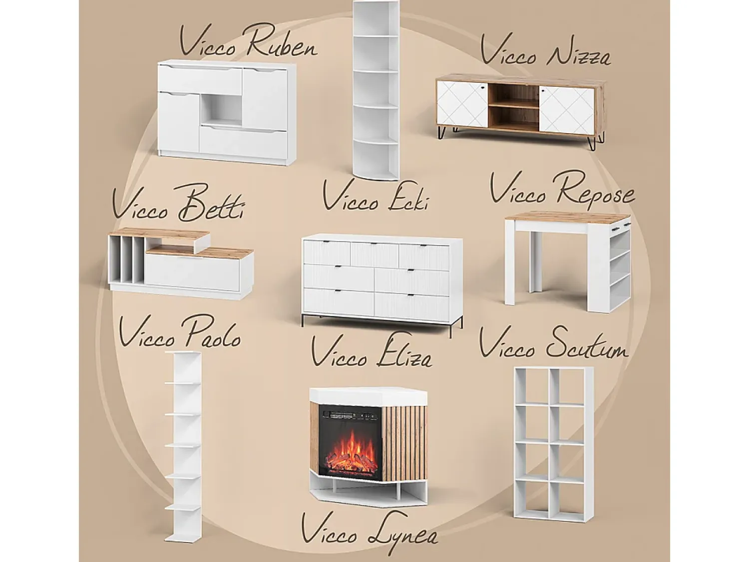 Vicco Couchtisch carvalho branco/dourado 110x59x47 edgar^ Mesa De Centro