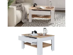 Vicco Couchtisch carvalho branco/dourado 92.2x65x48 milan^ Mesa De Centro
