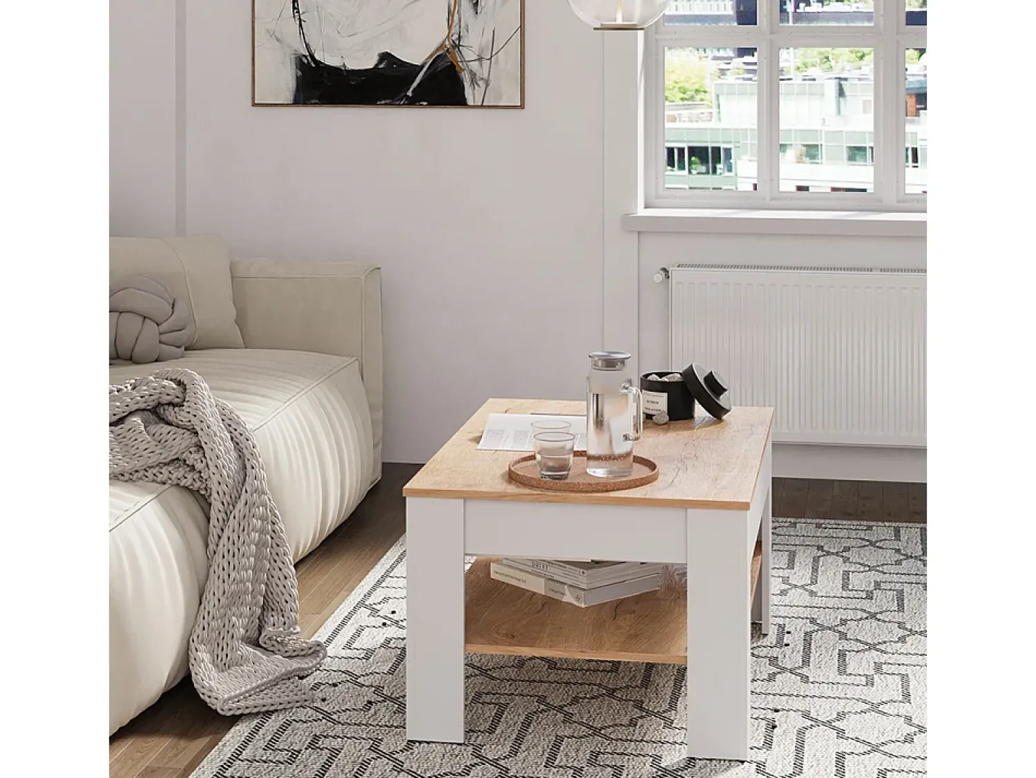 Vicco Couchtisch carvalho branco/dourado 92.2x65x48 milan^ Mesa De Centro