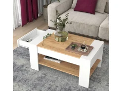 Mesa De Centro*Vicco Couchtisch carvalho branco/dourado 99.6x58.8x48.2 august Natural escuro
