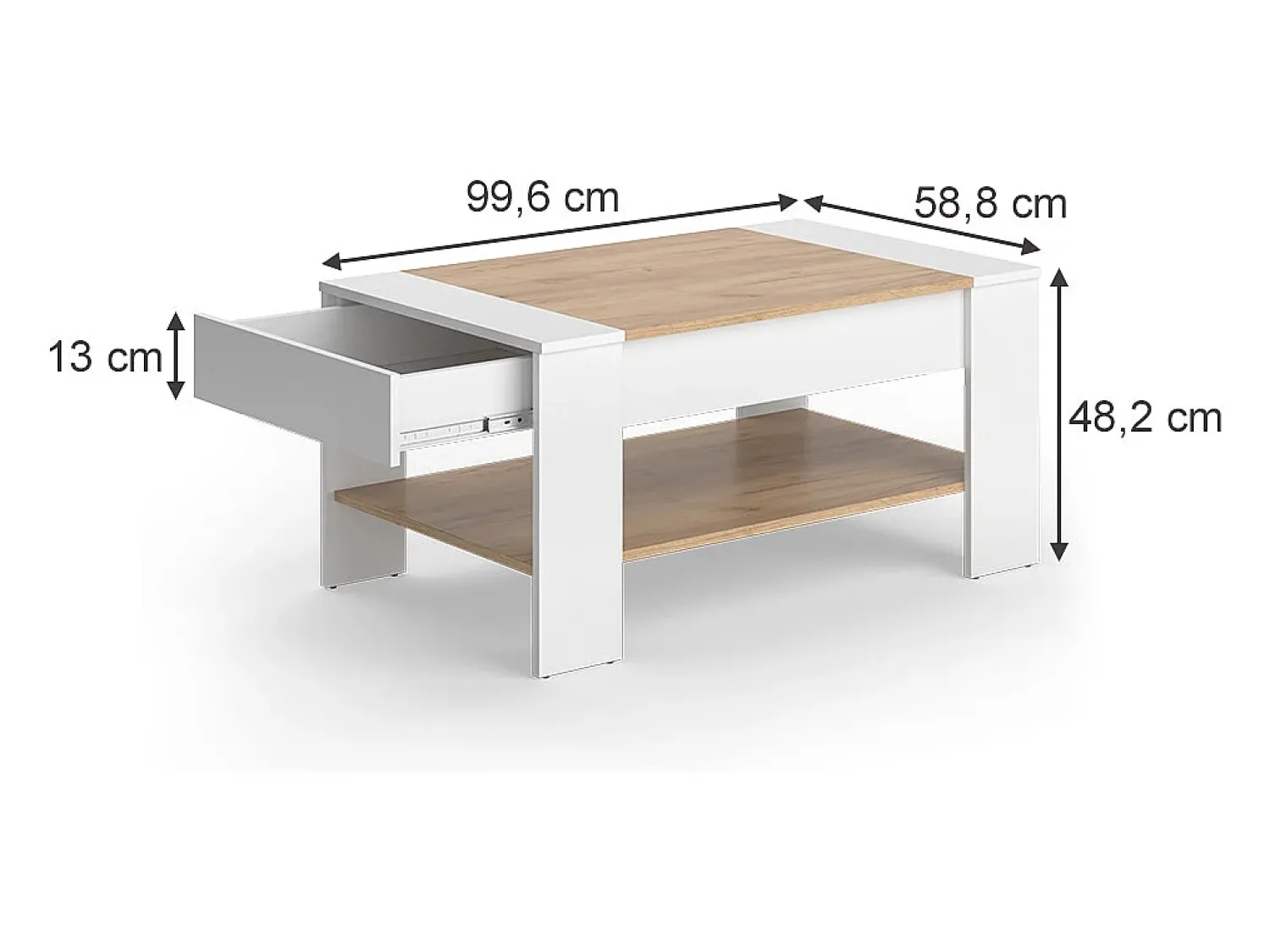 Mesa De Centro*Vicco Couchtisch carvalho branco/dourado 99.6x58.8x48.2 august Natural escuro