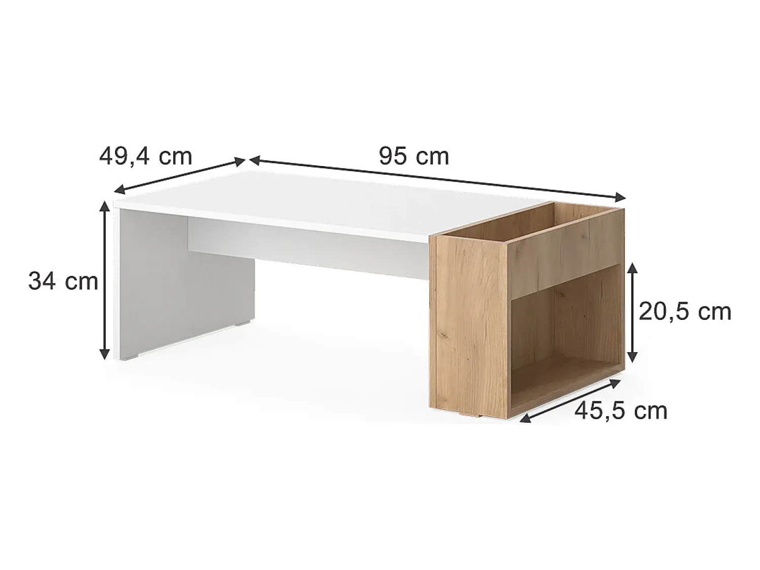 Vicco Couchtisch carvalho branco/dourado 95x49.4x34 chris^ Mesa De Centro