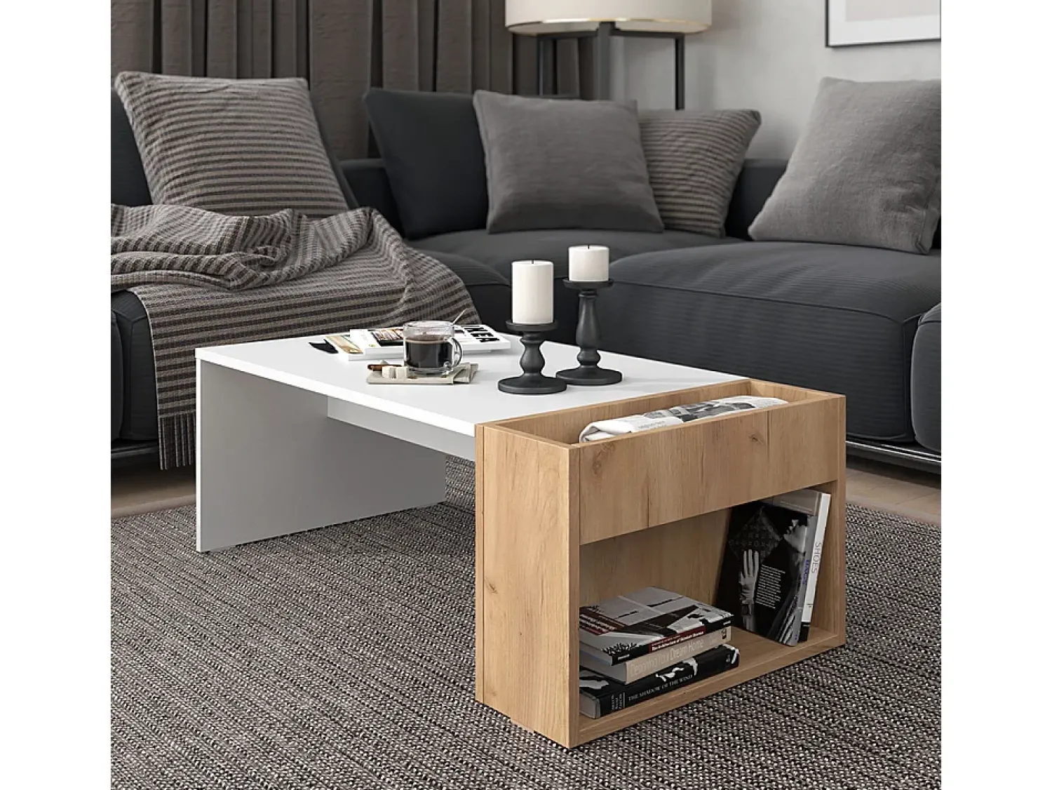 Vicco Couchtisch carvalho branco/dourado 95x49.4x34 chris^ Mesa De Centro