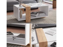 Mesa De Centro|Vicco Couchtisch carvalho branco/dourado 91.5x52x42.1 aven Natural escuro