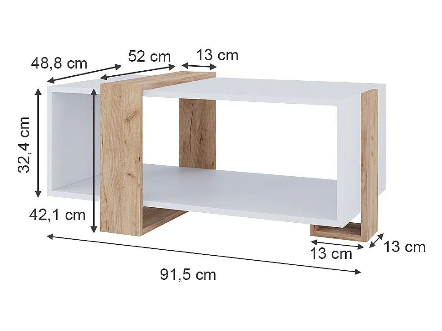 Mesa De Centro|Vicco Couchtisch carvalho branco/dourado 91.5x52x42.1 aven Natural escuro