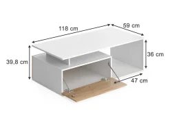 Mesa De Centro*Vicco Couchtisch carvalho branco/dourado 118x59x39.8 roland Natural escuro