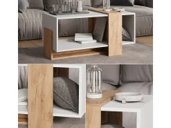 Mesa De Centro|Vicco Couchtisch carvalho branco/dourado 91.8x49x45 aven Natural escuro