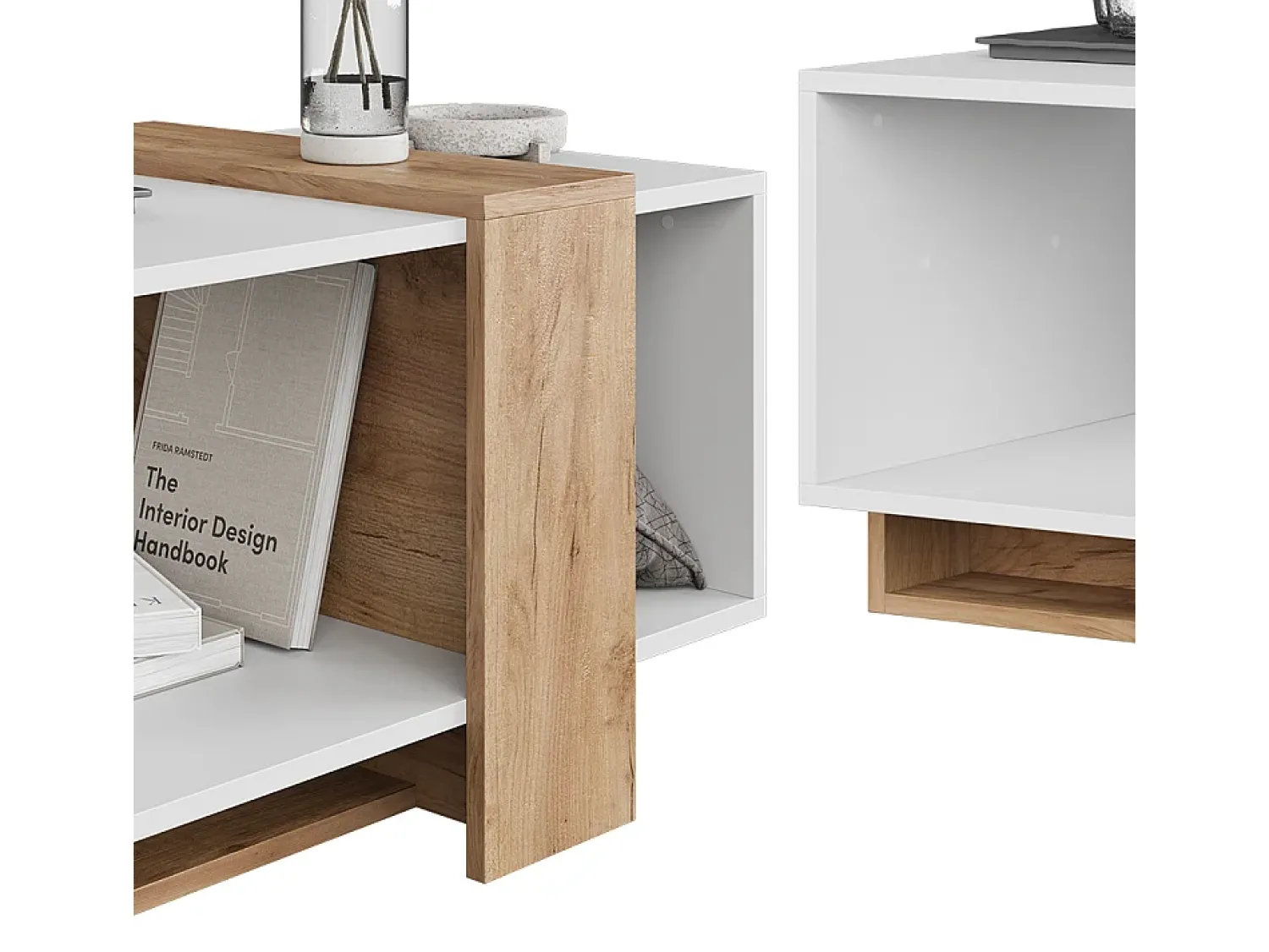 Mesa De Centro|Vicco Couchtisch carvalho branco/dourado 91.8x49x45 aven Natural escuro