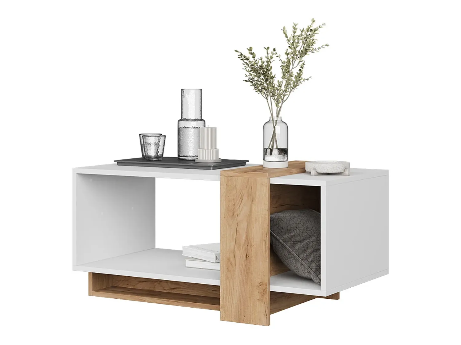 Mesa De Centro|Vicco Couchtisch carvalho branco/dourado 91.8x49x45 aven Natural escuro