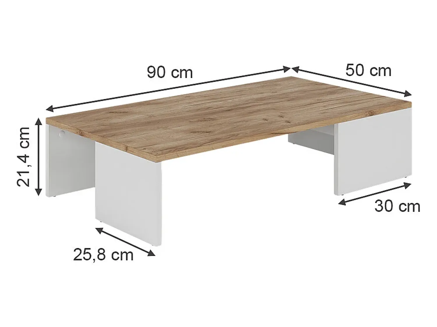 Best Vicco Couchtisch carvalho branco/dourado 90x50x21.4 hardi Natural escuro