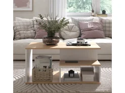 Mesa De Centro|Vicco Couchtisch carvalho goldkraft/branco 90x49.4x43.8 hasso Natural escuro
