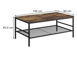 Mesa De Centro*Vicco Couchtisch carvalho goldkraft/ 106x60x45.5 fyrk Preto