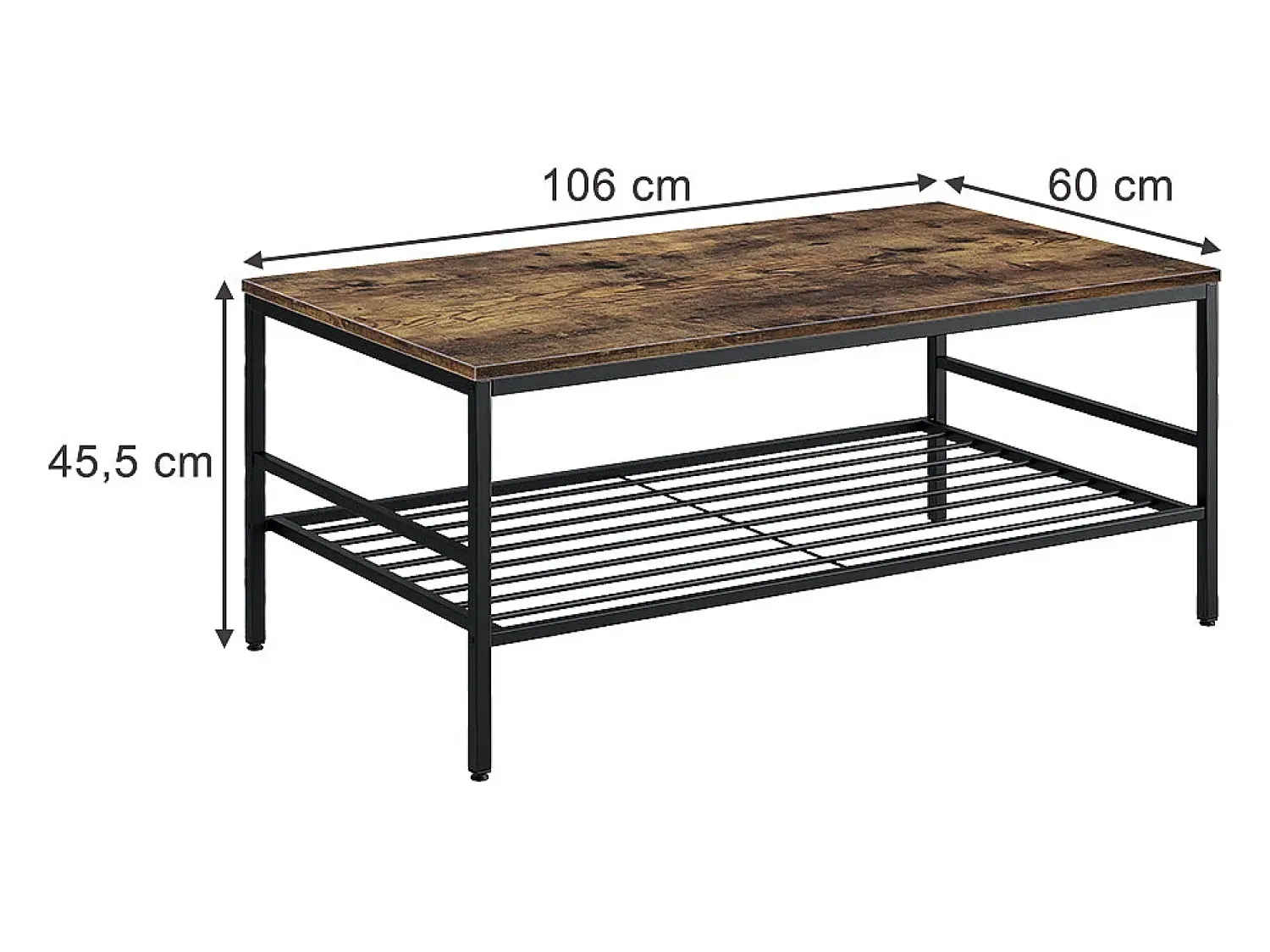 Mesa De Centro*Vicco Couchtisch carvalho goldkraft/ 106x60x45.5 fyrk Preto