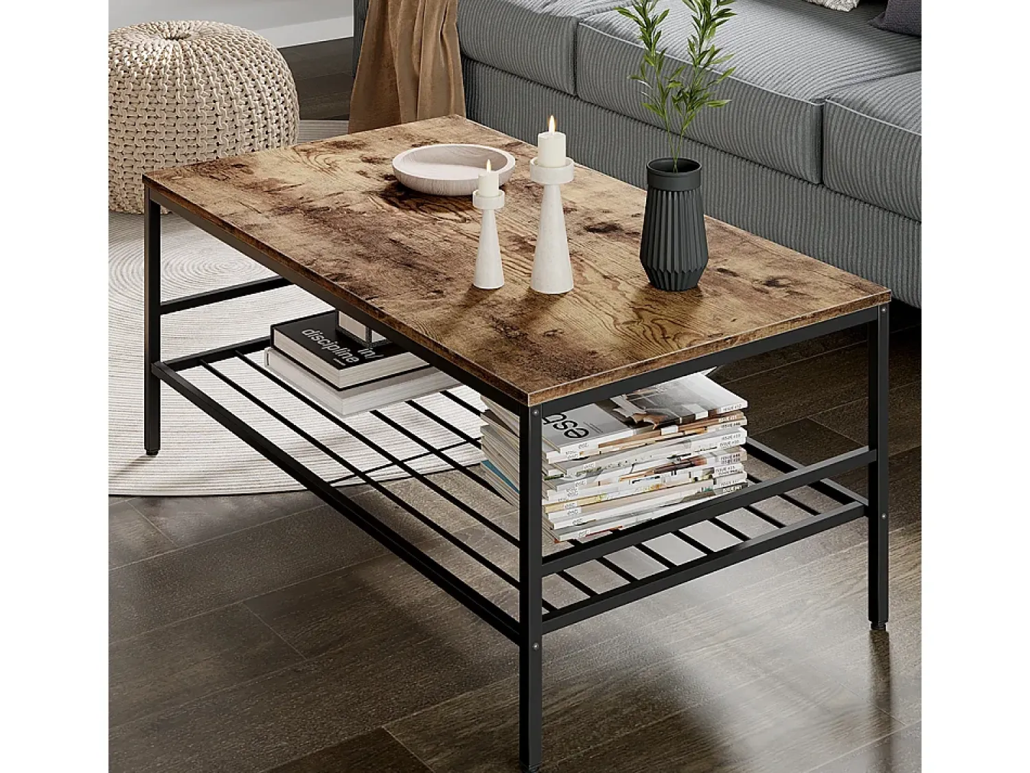 Mesa De Centro*Vicco Couchtisch carvalho goldkraft/ 106x60x45.5 fyrk Preto