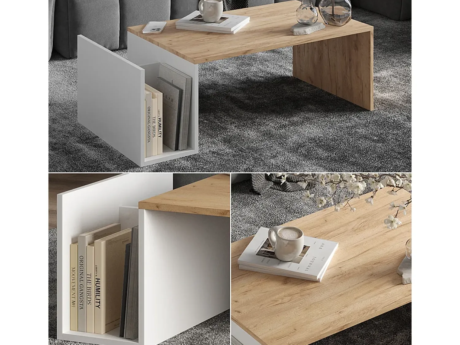Sale Vicco Couchtisch carvalho goldkraft/branco 100x50x32.9 avento Natural escuro