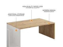 Sale Vicco Couchtisch carvalho goldkraft/branco 100x50x32.9 avento Natural escuro
