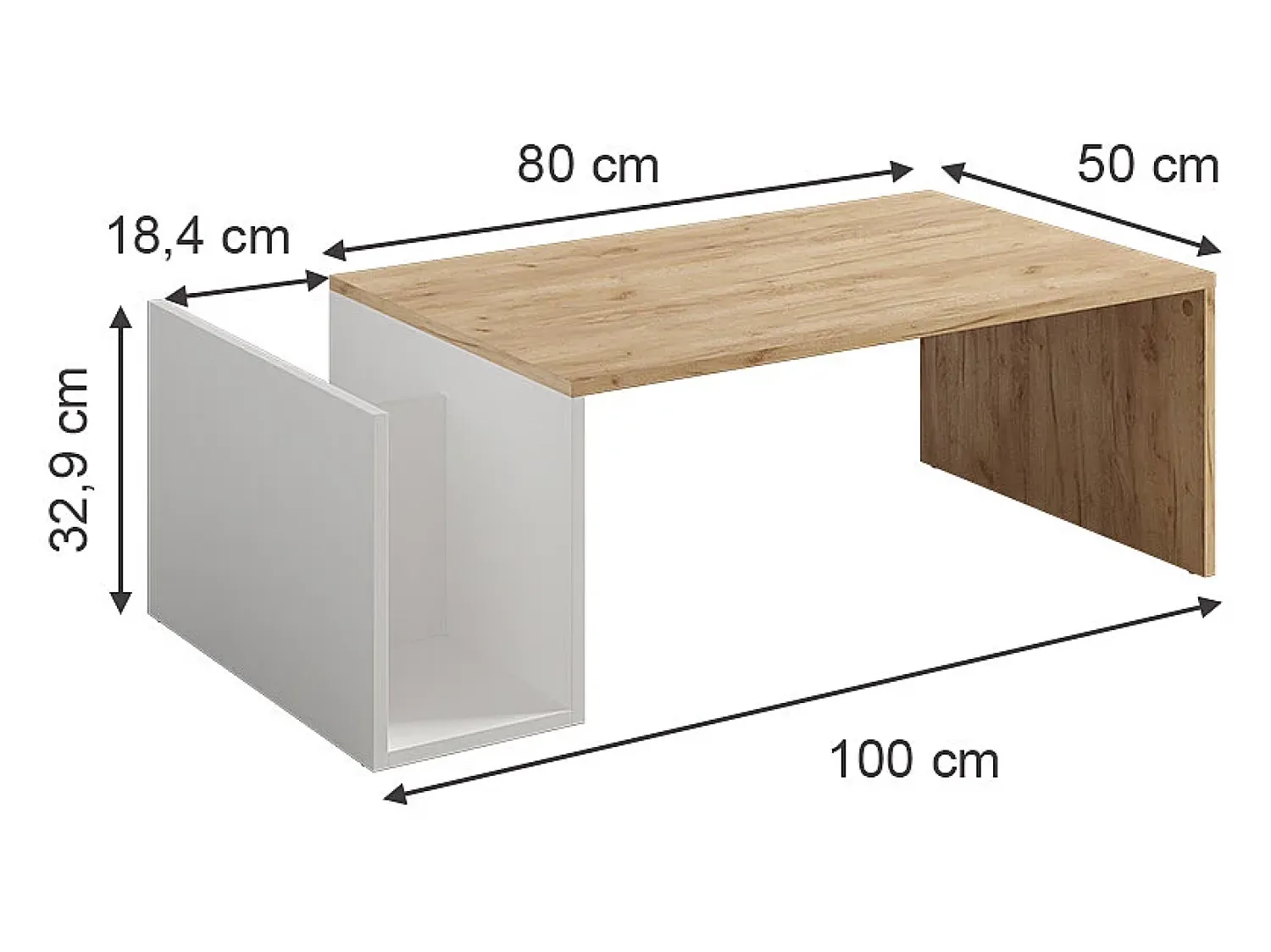 Sale Vicco Couchtisch carvalho goldkraft/branco 100x50x32.9 avento Natural escuro