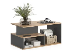 Mesa De Centro*Vicco Couchtisch carvalho goldkraft/antracite 90x49.4x43.8 hasso Natural escuro