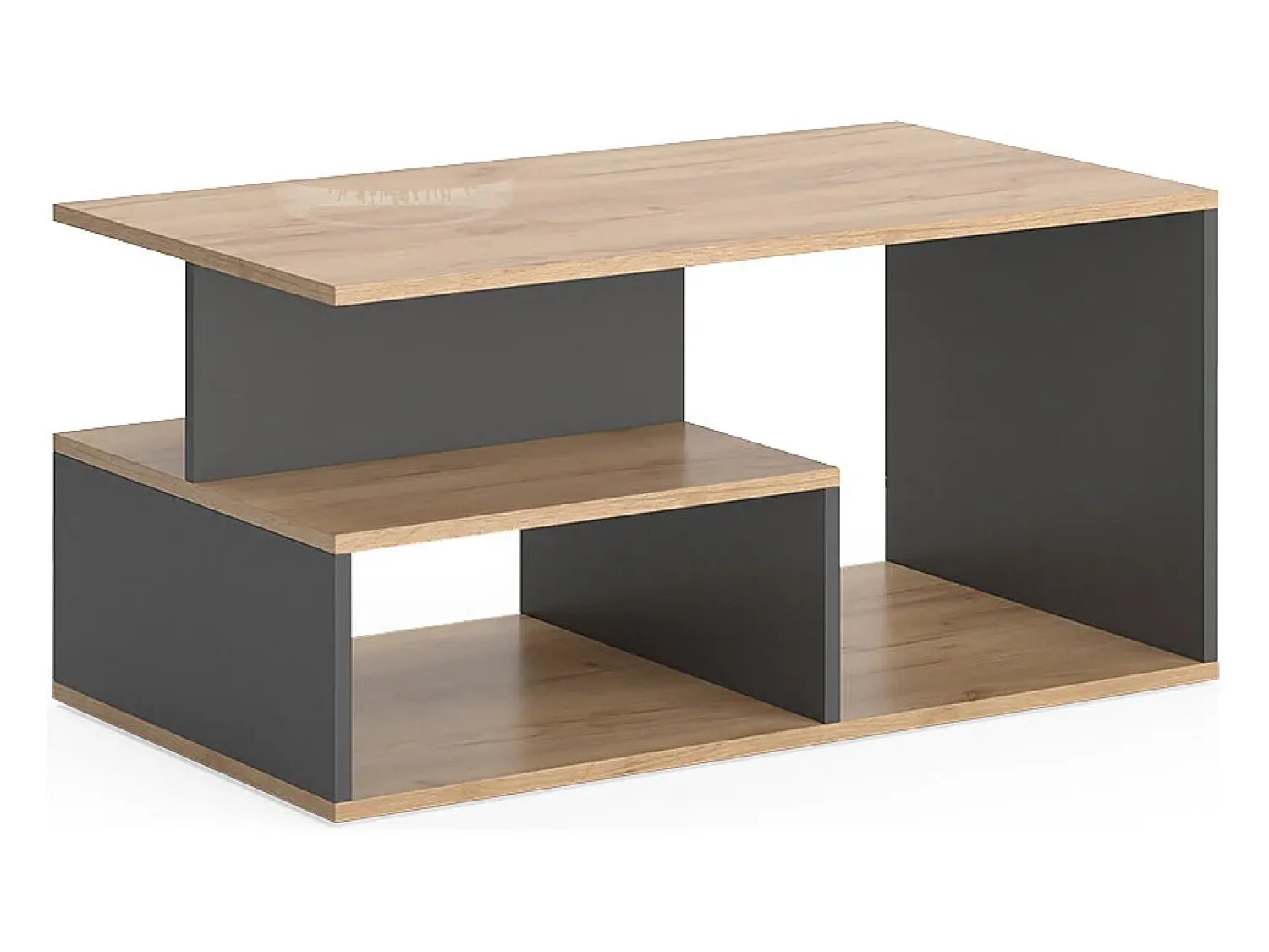 Mesa De Centro*Vicco Couchtisch carvalho goldkraft/antracite 90x49.4x43.8 hasso Natural escuro