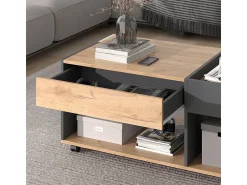 Mesa De Centro|Vicco Couchtisch carvalho goldkraft/antracite 110x60x49.5 maik Natural escuro