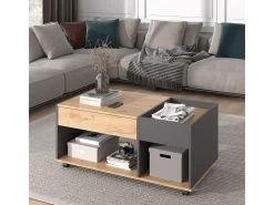 Mesa De Centro|Vicco Couchtisch carvalho goldkraft/antracite 110x60x49.5 maik Natural escuro