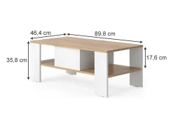 Mesa De Centro*Vicco Couchtisch carvalho goldkraft/branco 89.8x46.4x35.8 wilmut Natural escuro