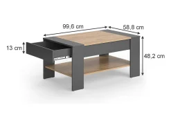 Mesa De Centro|Vicco Couchtisch carvalho goldkraft/antracite 99.6x58.8x48.2 august Natural escuro